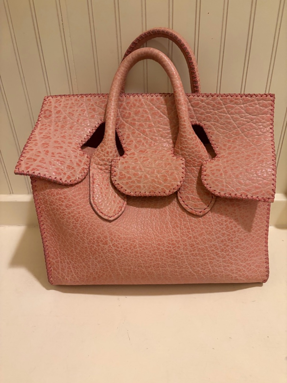 Artemis Pink Bison leather bag with pouch